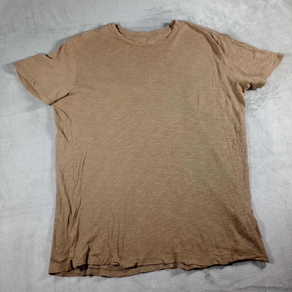 Vince Slub Cotton Crewneck T-Shirt Mens XL Tan Brown Short Sleeve Minimalist Tee